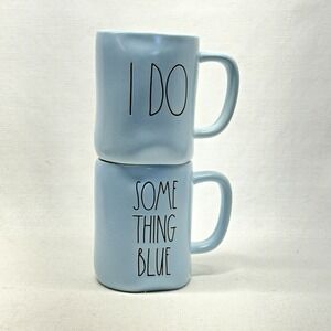 Magenta Rae Dunn Something Blue I Do Coffee Mug Cup Set Wedding Gift Bridal NWOT